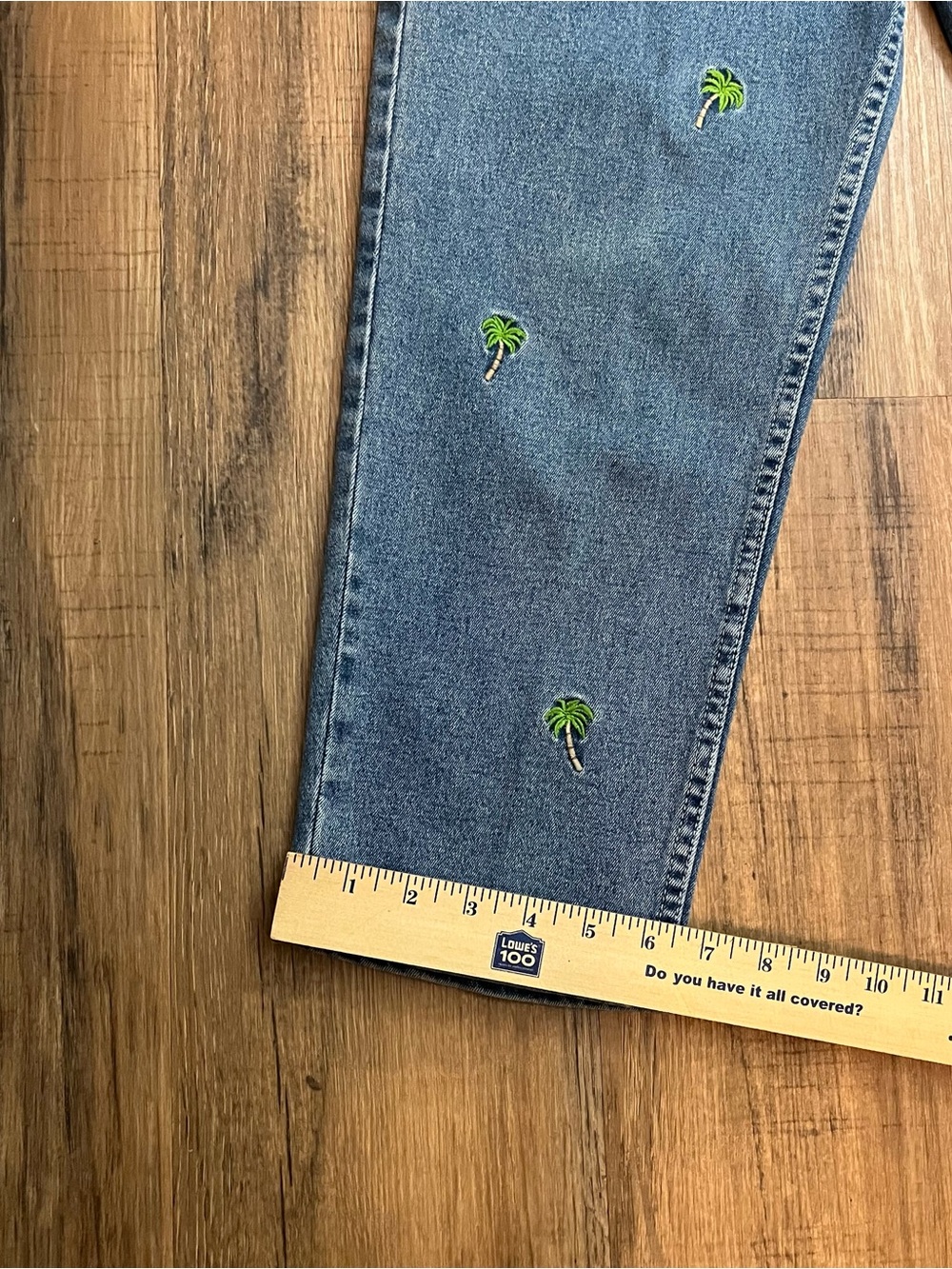 Vintage The Quacker Factory Embroidered Palm Tree Blue Jeans Womens Sz 8 Cropped - Picture 12 of 12